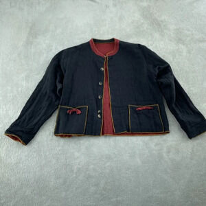 Tribe Reversible Handwoven Cotton Jacket Black & Red Large 1668